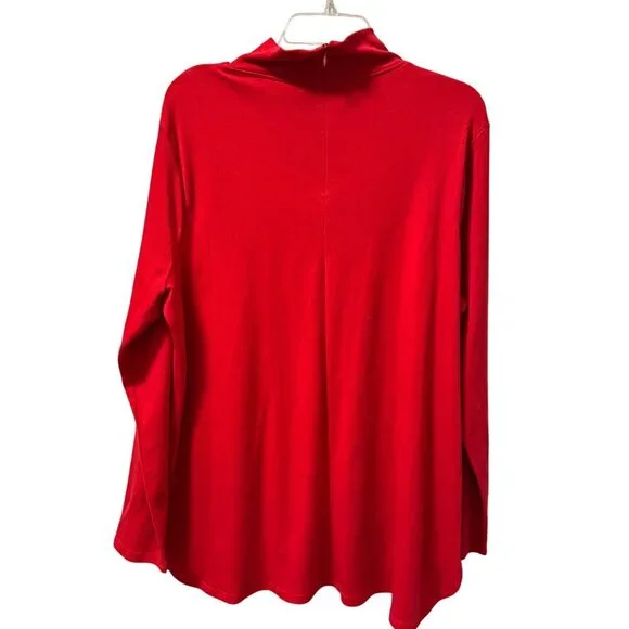 Chicos Red Mock Neck Long Sleeve Knit Tunic Top Size XL 100% Shirt. NWT - Picture 9 of 12